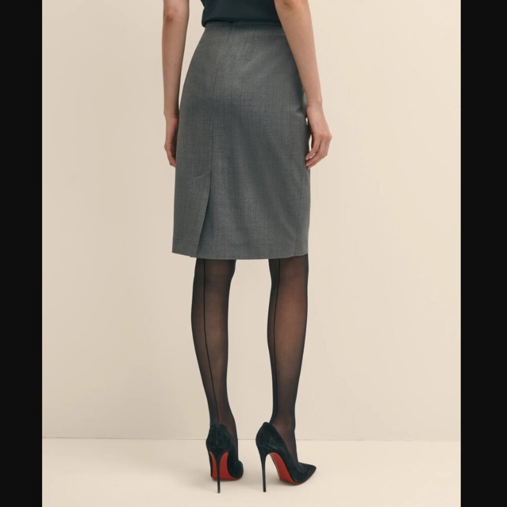Brooks Brothers Red Fleece Tollegno 1900 Pinstripe Wool Pencil Skirt Grey Size 6